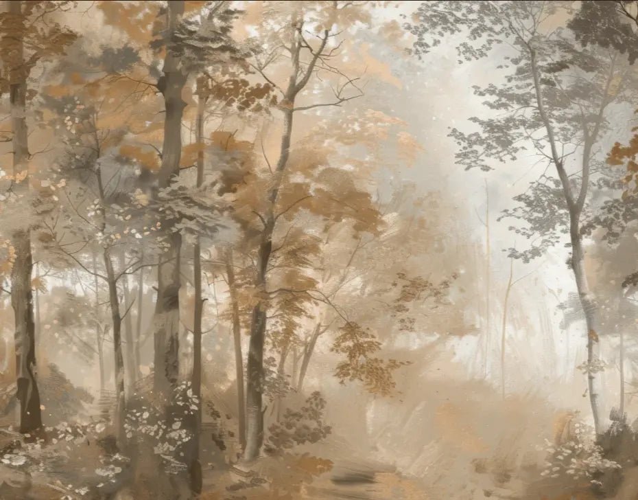 Douceur d'Automne: Papier Peint Forêt et Brume Matinale - Illulart: Papier peint panoramique
