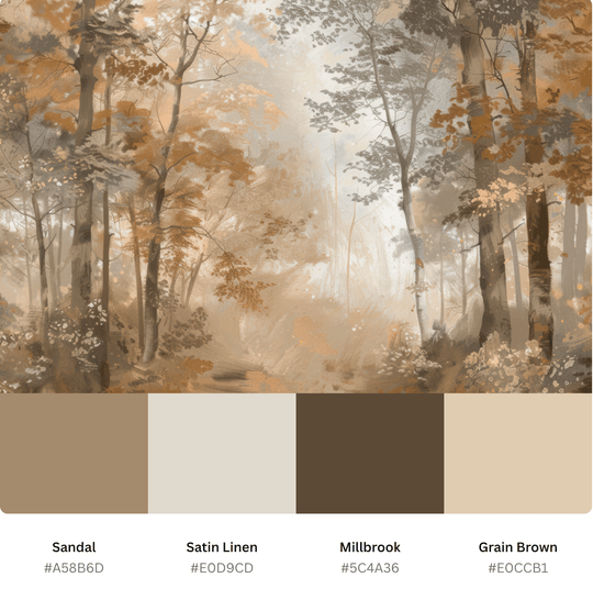 Douceur d'Automne: Papier Peint Forêt et Brume Matinale - Illulart: Papier peint panoramique