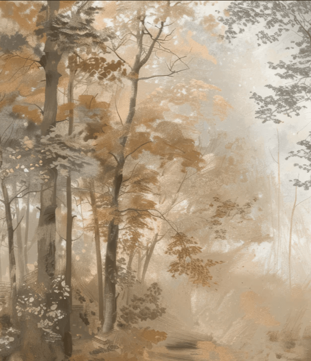 Douceur d'Automne: Papier Peint Forêt et Brume Matinale - Illulart: Papier peint panoramique
