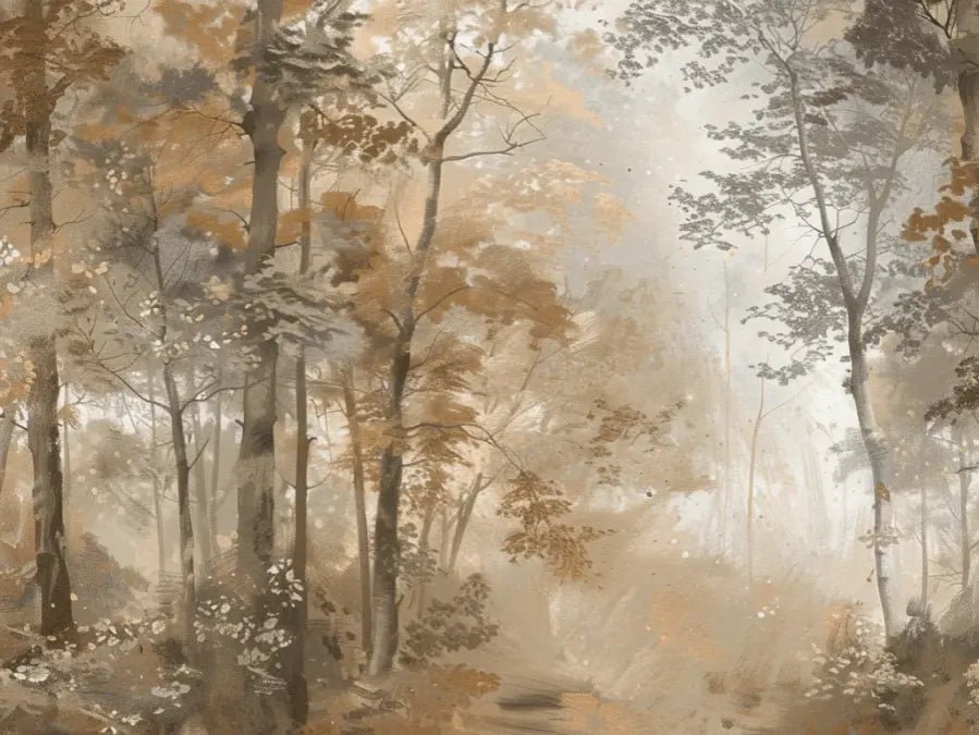 Douceur d'Automne: Papier Peint Forêt et Brume Matinale - Illulart: Papier peint panoramique