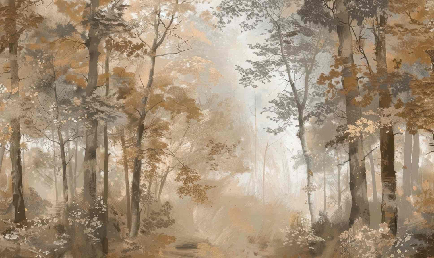 Douceur d'Automne: Papier Peint Forêt et Brume Matinale - Illulart: Papier peint panoramique