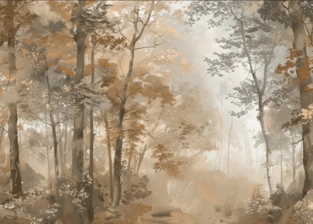 Douceur d'Automne: Papier Peint Forêt et Brume Matinale - Illulart: Papier peint panoramique