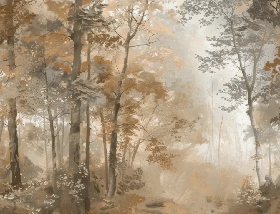 Douceur d'Automne: Papier Peint Forêt et Brume Matinale - Illulart: Papier peint panoramique
