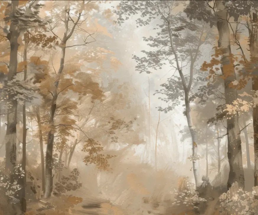 Douceur d'Automne: Papier Peint Forêt et Brume Matinale - Illulart: Papier peint panoramique