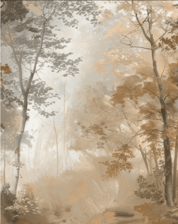 Douceur d'Automne: Papier Peint Forêt et Brume Matinale - Illulart: Papier peint panoramique
