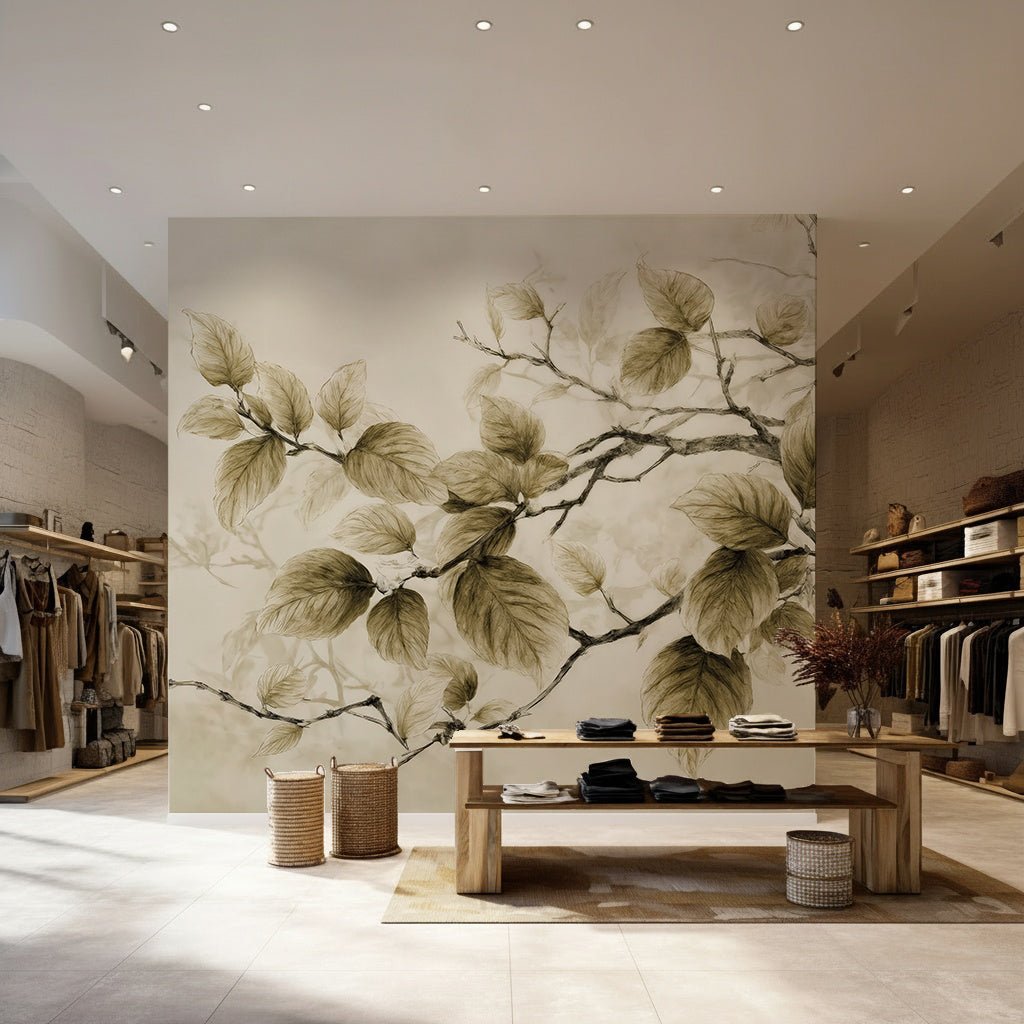 Douceur de l’arbre – Papier Peint Branches Délicates au Feuillage Tendre - Illulart: Papier peint panoramique