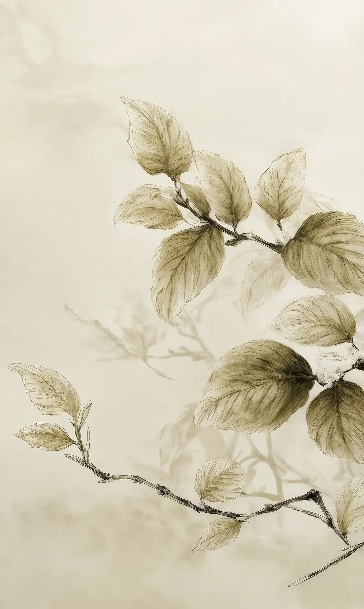 Douceur de l’arbre – Papier Peint Branches Délicates au Feuillage Tendre - Illulart: Papier peint panoramique