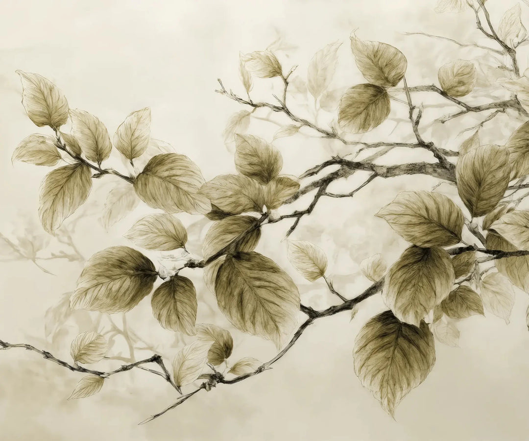 Douceur de l’arbre – Papier Peint Branches Délicates au Feuillage Tendre - Illulart: Papier peint panoramique