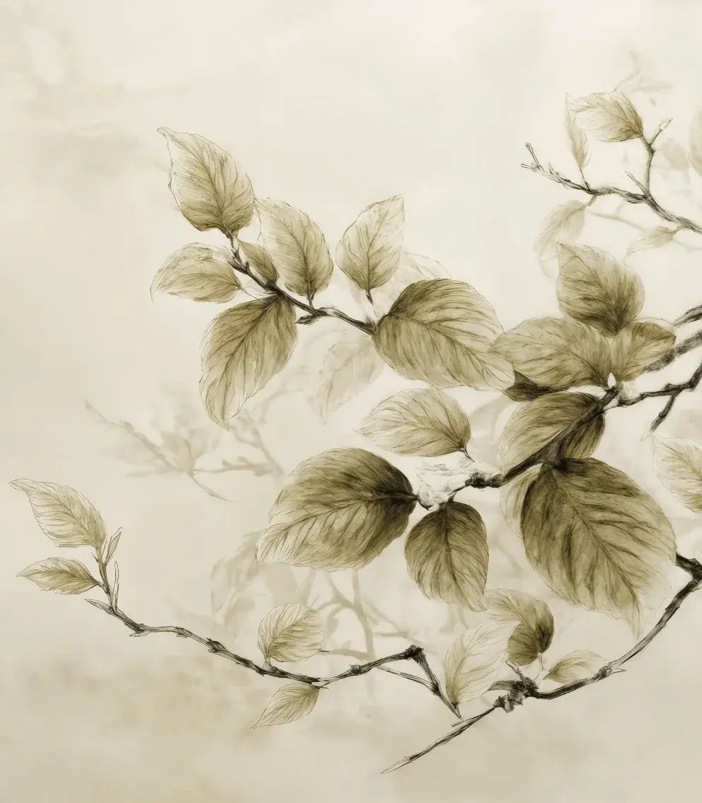 Douceur de l’arbre – Papier Peint Branches Délicates au Feuillage Tendre - Illulart: Papier peint panoramique