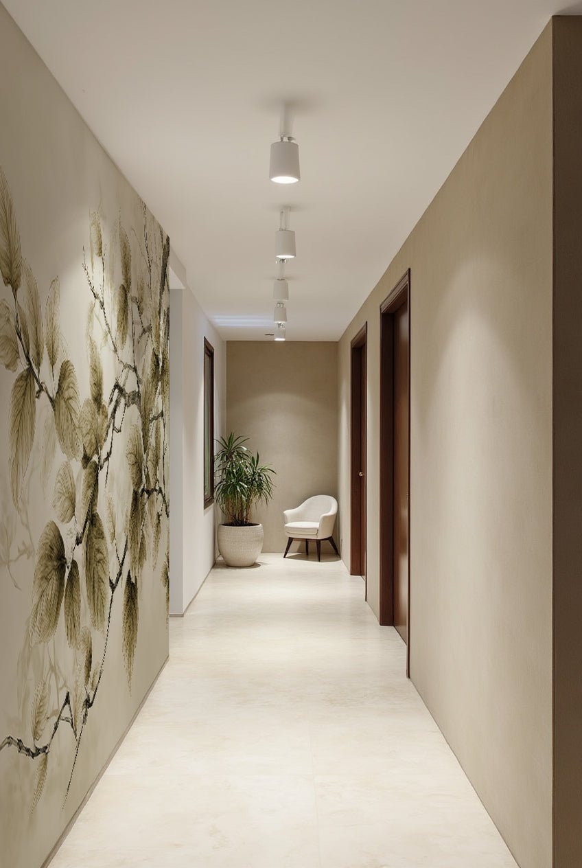 Douceur de l’arbre – Papier Peint Branches Délicates au Feuillage Tendre - Illulart: Papier peint panoramique