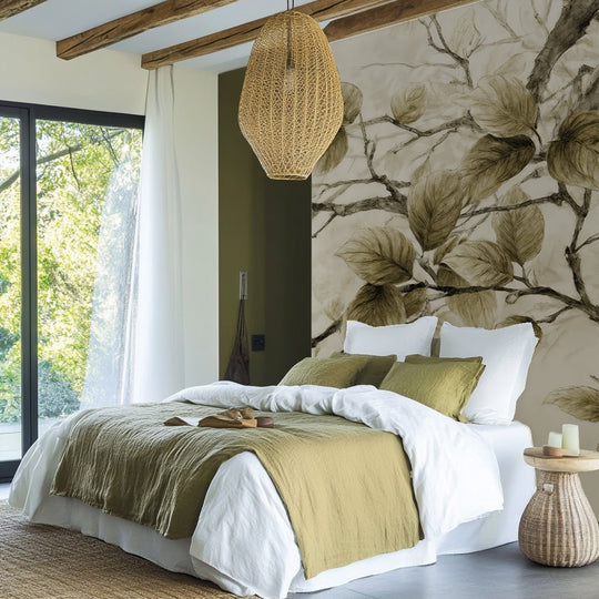 Douceur de l’arbre – Papier Peint Branches Délicates au Feuillage Tendre - Illulart: Papier peint panoramique