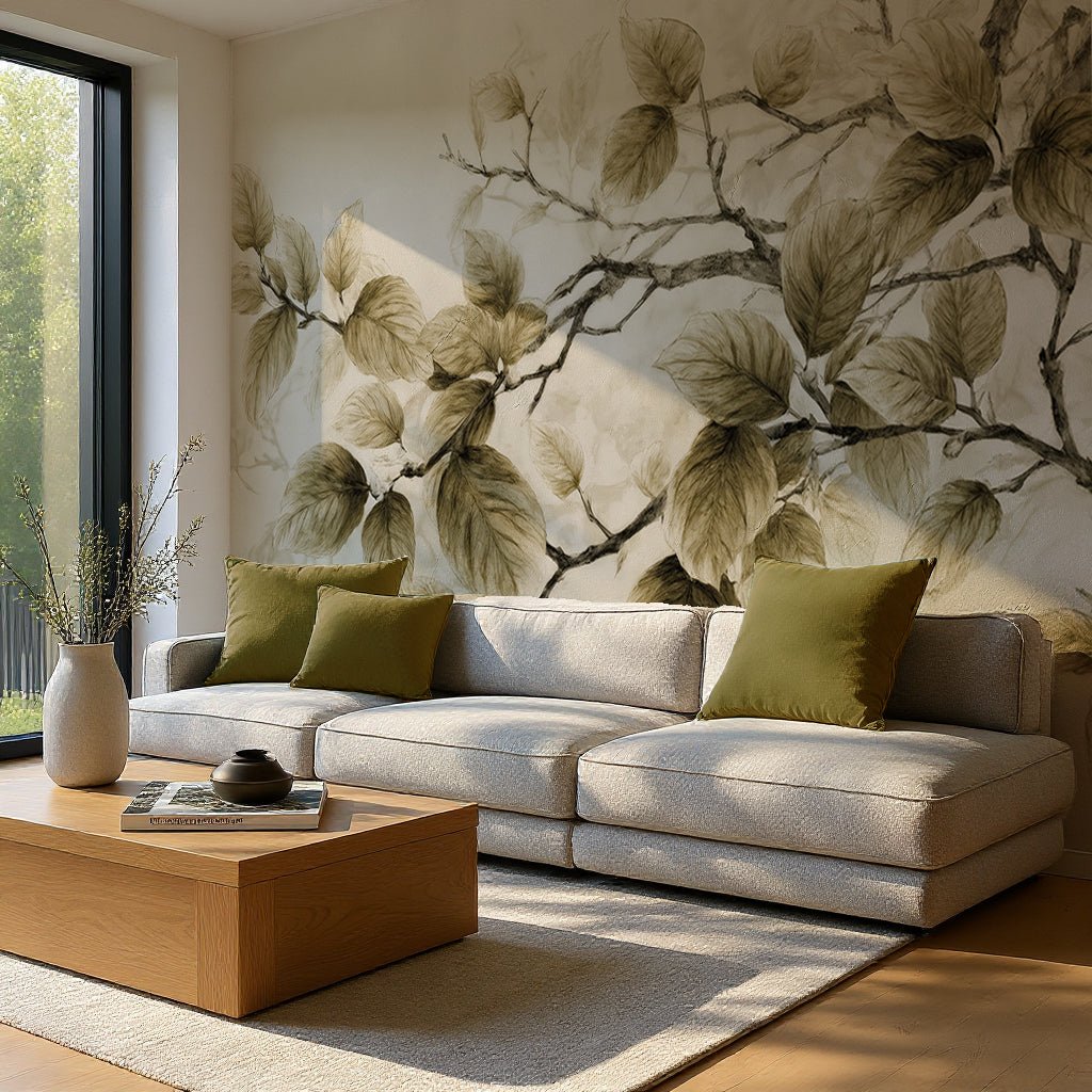 Douceur de l’arbre – Papier Peint Branches Délicates au Feuillage Tendre - Illulart: Papier peint panoramique