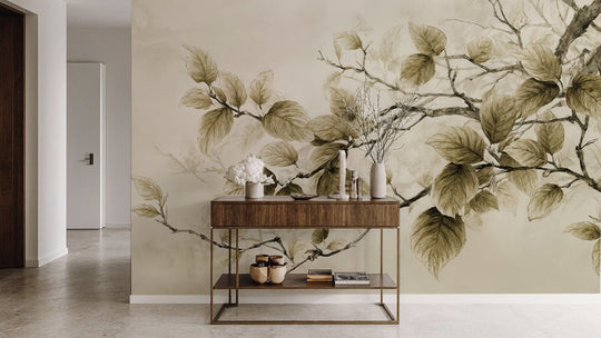 Douceur de l’arbre – Papier Peint Branches Délicates au Feuillage Tendre - Illulart: Papier peint panoramique