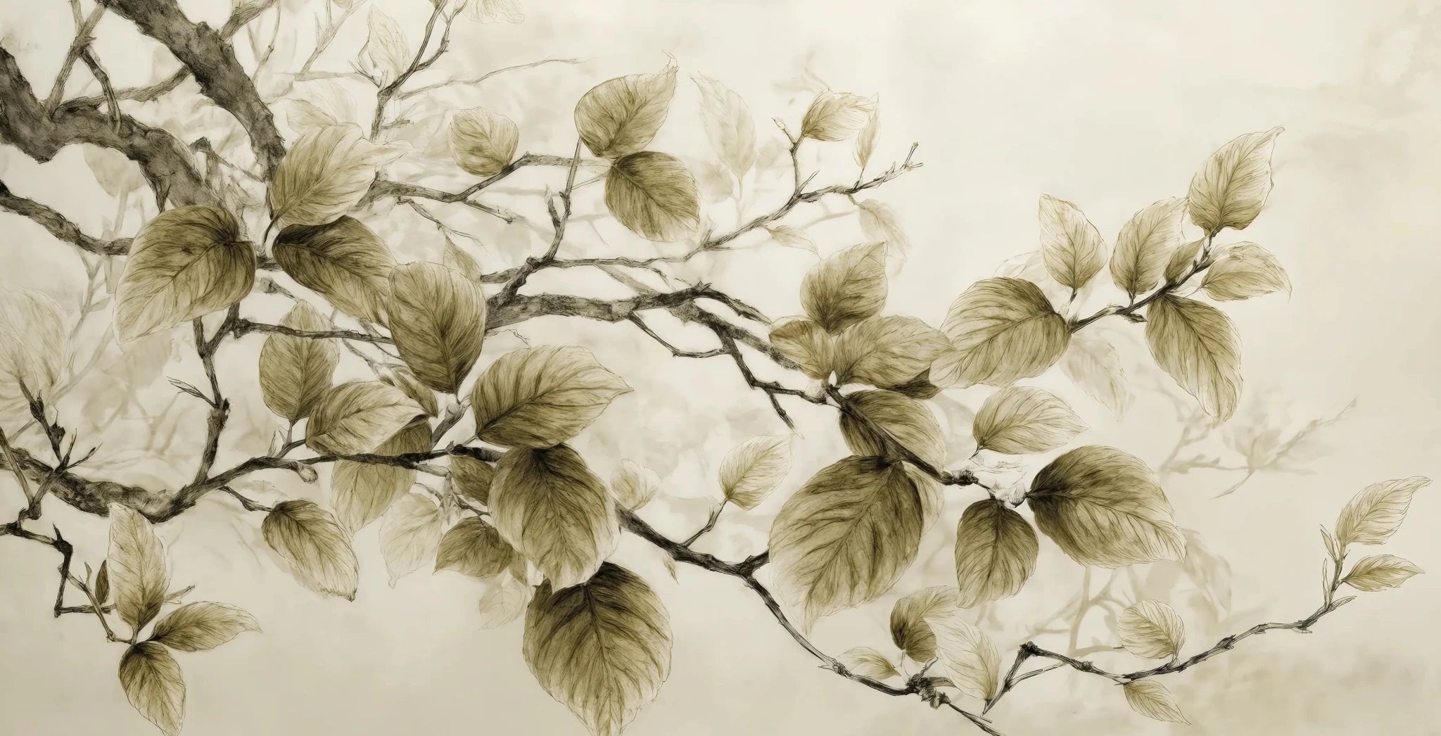 Douceur de l’arbre – Papier Peint Branches Délicates au Feuillage Tendre