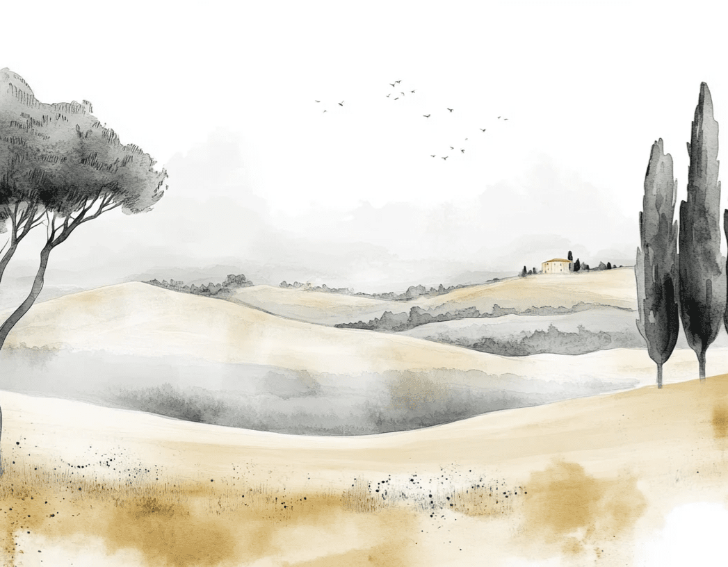 Douceur des Collines toscanes - Illulart: Papier peint panoramique