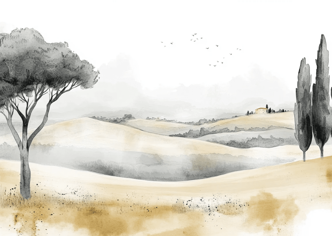 Douceur des Collines toscanes - Illulart: Papier peint panoramique