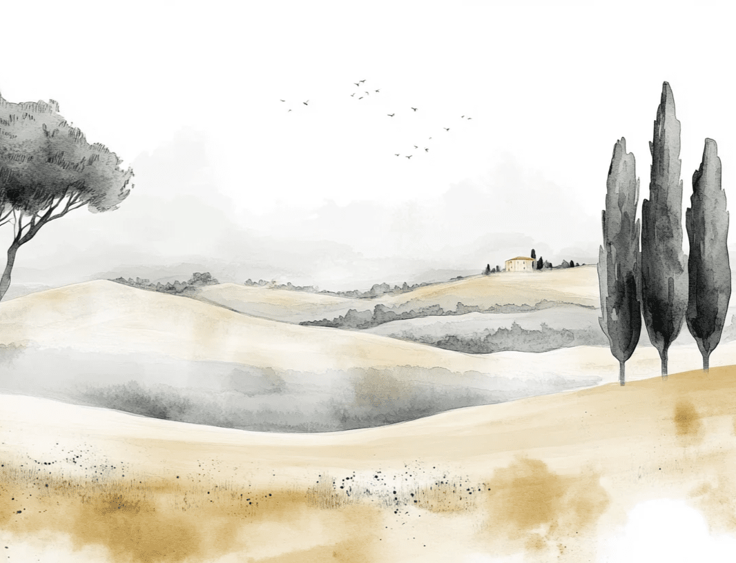 Douceur des Collines toscanes - Illulart: Papier peint panoramique