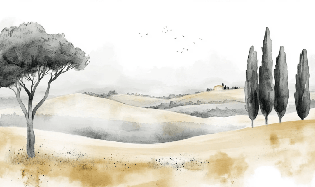 Douceur des Collines toscanes - Illulart: Papier peint panoramique