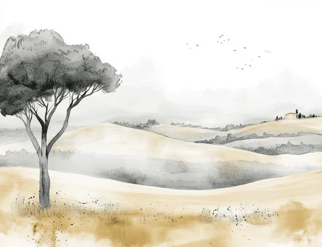 Douceur des Collines toscanes - Illulart: Papier peint panoramique