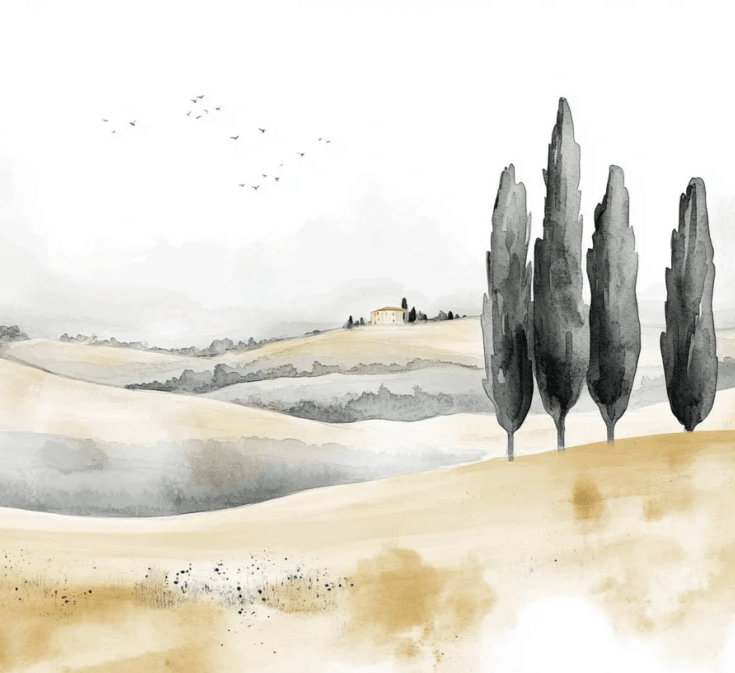 Douceur des Collines toscanes - Illulart: Papier peint panoramique