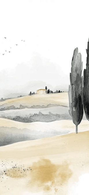 Douceur des Collines toscanes - Illulart: Papier peint panoramique