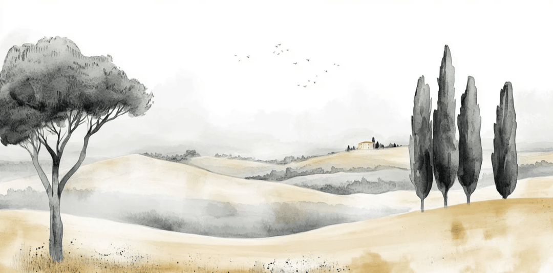 Douceur des Collines toscanes - Illulart: Papier peint panoramique