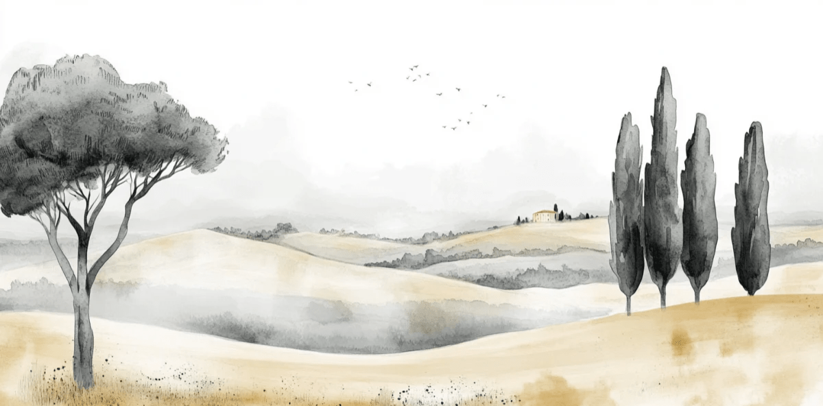 Douceur des Collines toscanes - Illulart: Papier peint panoramique