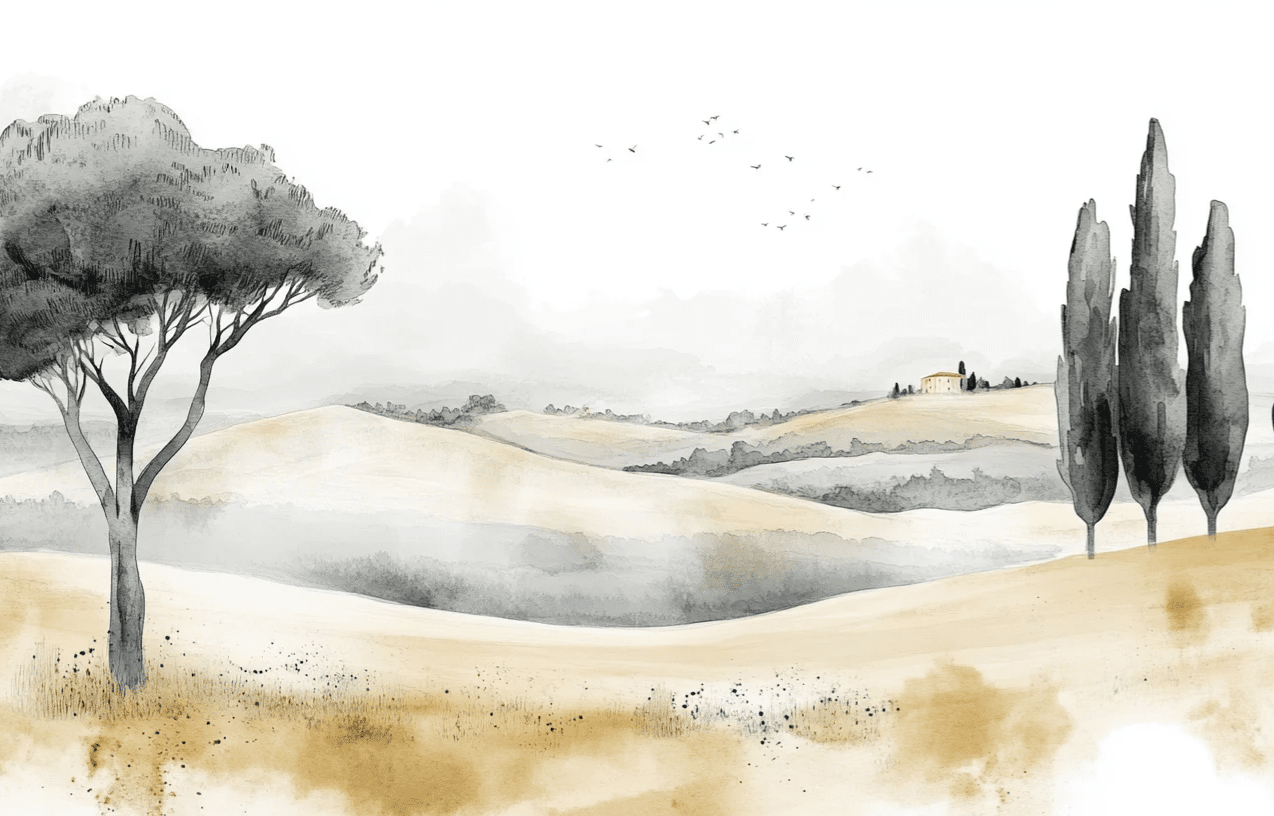 Douceur des Collines toscanes - Illulart: Papier peint panoramique