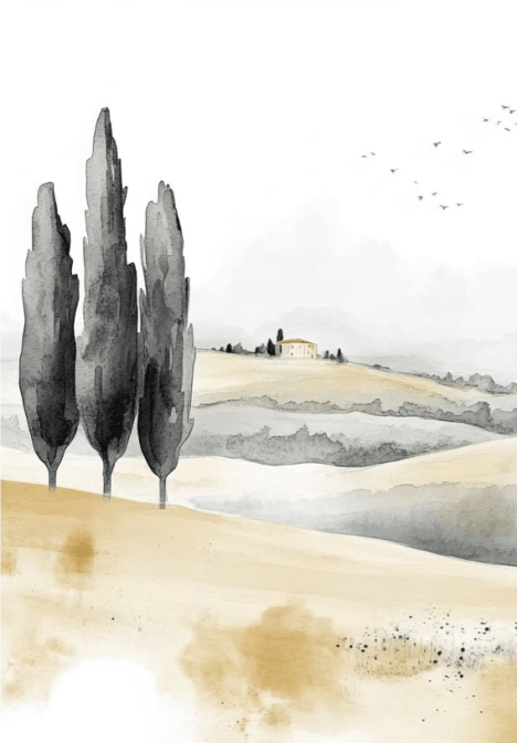 Douceur des Collines toscanes - Illulart: Papier peint panoramique