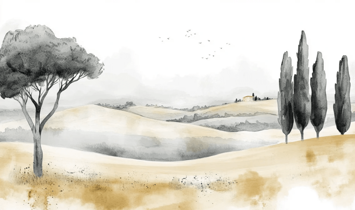 Douceur des Collines toscanes - Illulart: Papier peint panoramique