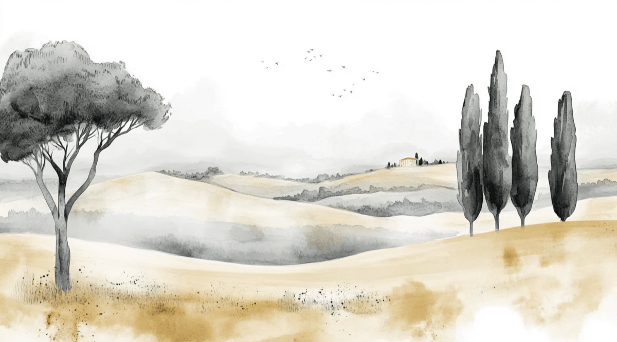 Douceur des Collines toscanes - Illulart: Papier peint panoramique