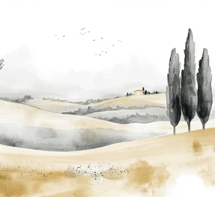 Douceur des Collines toscanes - Illulart: Papier peint panoramique