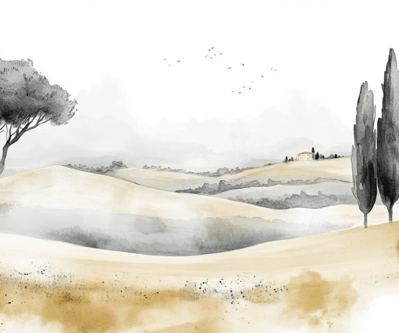 Douceur des Collines toscanes - Illulart: Papier peint panoramique