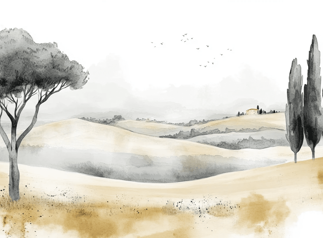 Douceur des Collines toscanes - Illulart: Papier peint panoramique