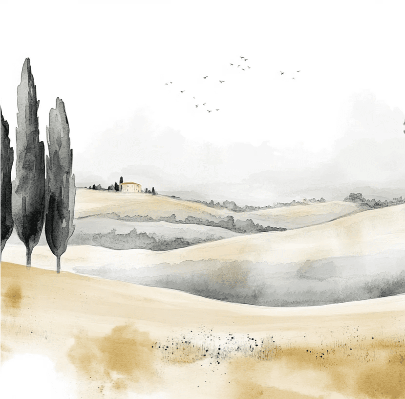 Douceur des Collines toscanes - Illulart: Papier peint panoramique