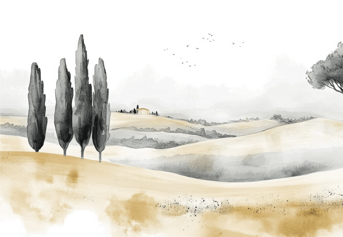 Douceur des Collines toscanes - Illulart: Papier peint panoramique