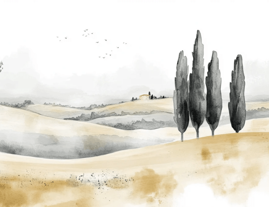 Douceur des Collines toscanes - Illulart: Papier peint panoramique