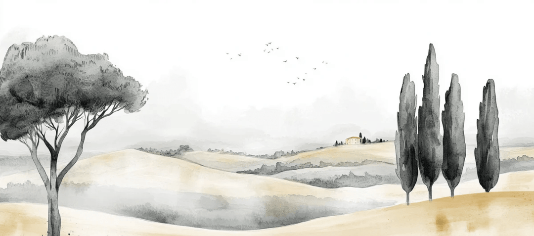 Douceur des Collines toscanes - Illulart: Papier peint panoramique