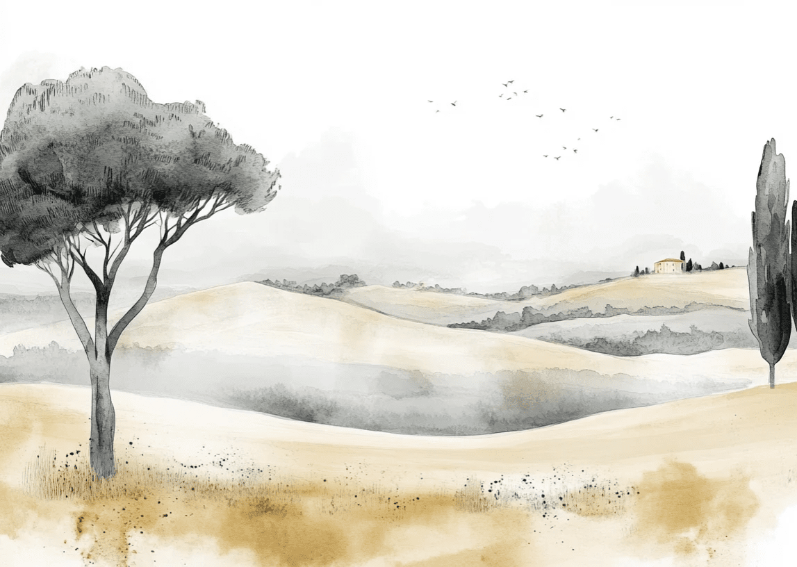 Douceur des Collines toscanes - Illulart: Papier peint panoramique