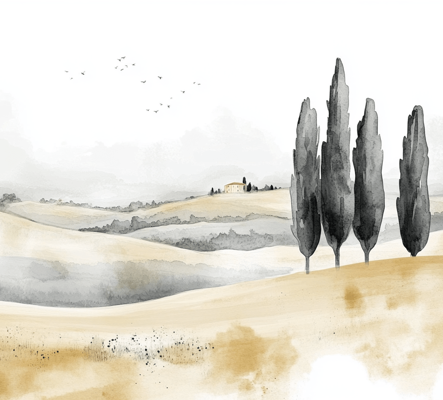 Douceur des Collines toscanes - Illulart: Papier peint panoramique