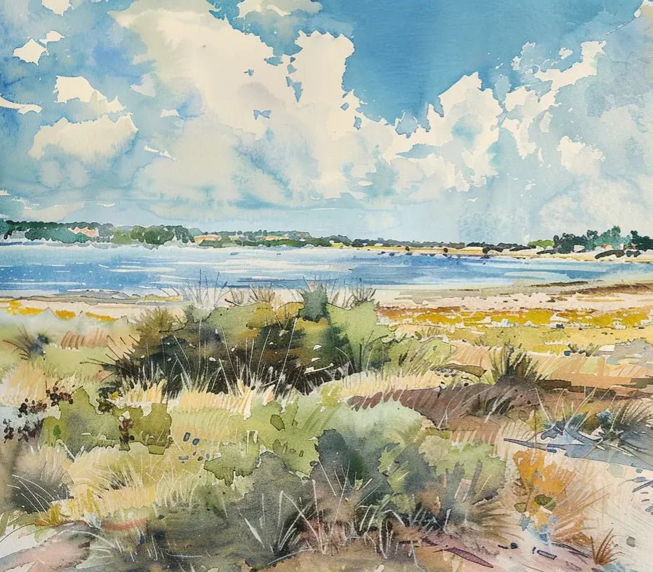 Douceur Littorale : Papier Peint Panoramique en Aquarelle - Illulart: Papier peint panoramique