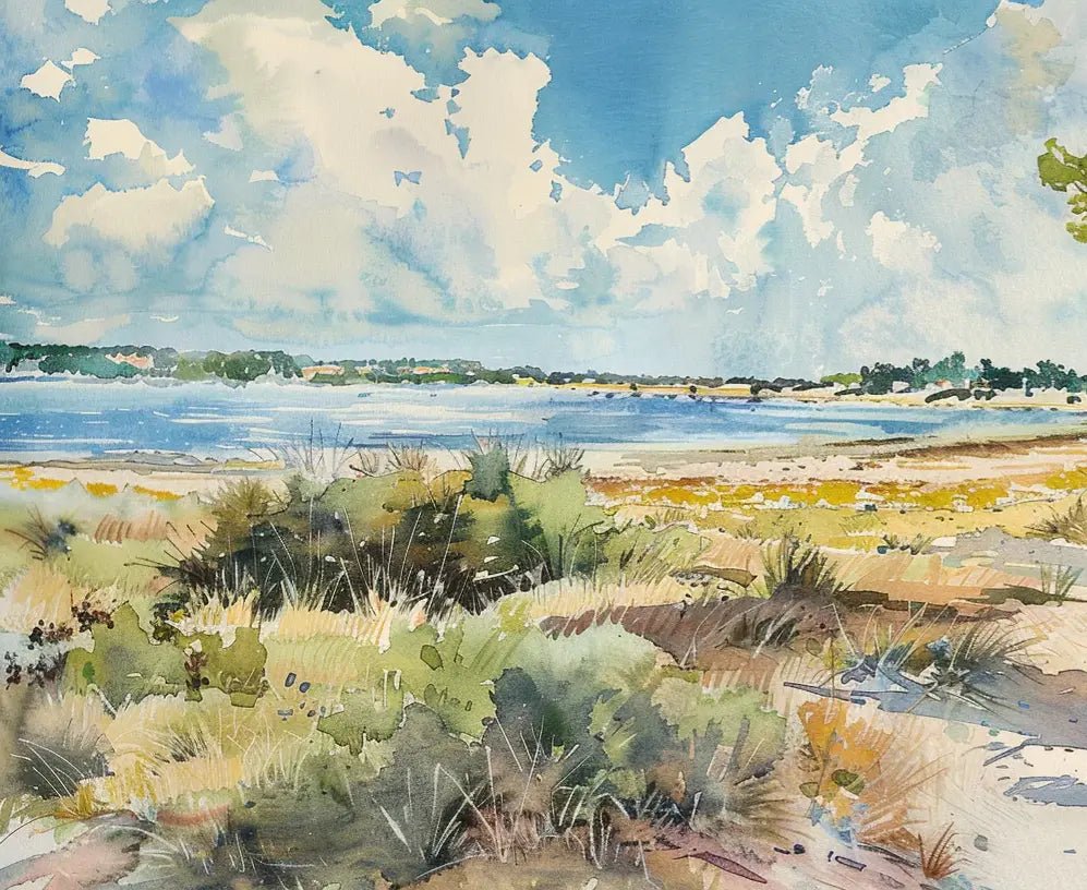 Douceur Littorale : Papier Peint Panoramique en Aquarelle