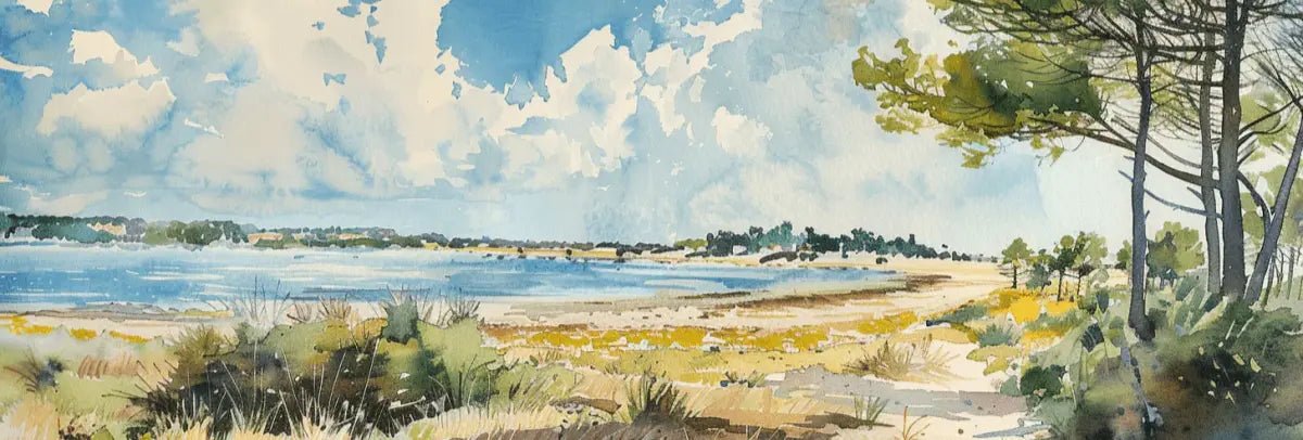 Douceur Littorale : Papier Peint Panoramique en Aquarelle - Illulart: Papier peint panoramique