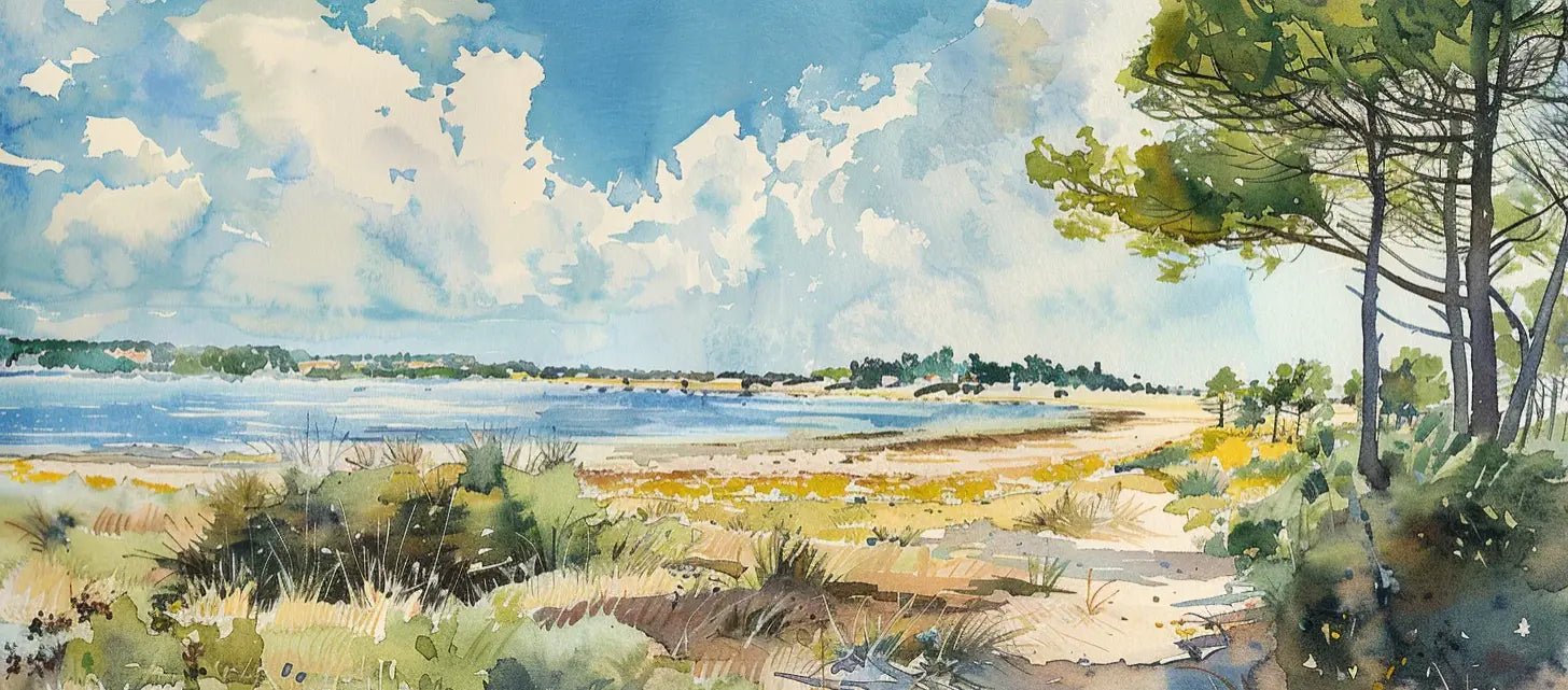 Douceur Littorale : Papier Peint Panoramique en Aquarelle