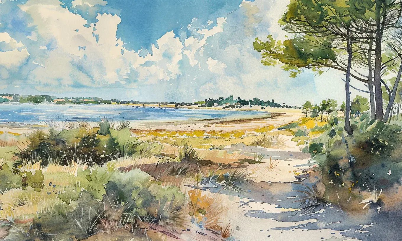 Douceur Littorale : Papier Peint Panoramique en Aquarelle