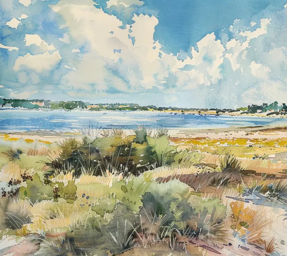 Douceur Littorale : Papier Peint Panoramique en Aquarelle - Illulart: Papier peint panoramique