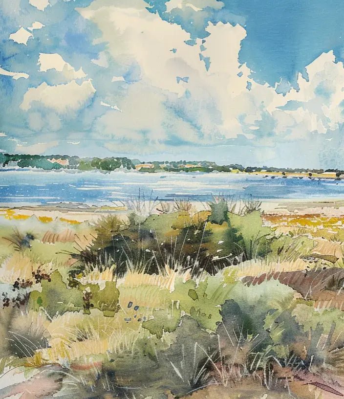Douceur Littorale : Papier Peint Panoramique en Aquarelle - Illulart: Papier peint panoramique