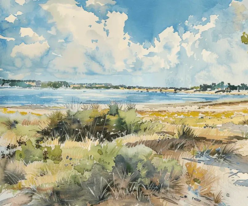 Douceur Littorale : Papier Peint Panoramique en Aquarelle - Illulart: Papier peint panoramique