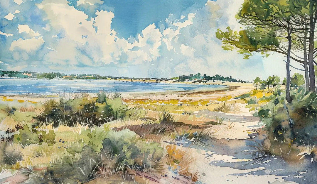 Douceur Littorale : Papier Peint Panoramique en Aquarelle - Illulart: Papier peint panoramique