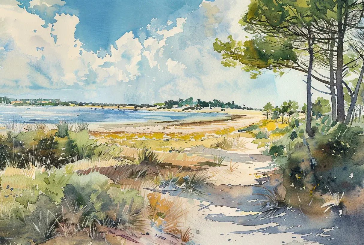Douceur Littorale : Papier Peint Panoramique en Aquarelle - Illulart: Papier peint panoramique